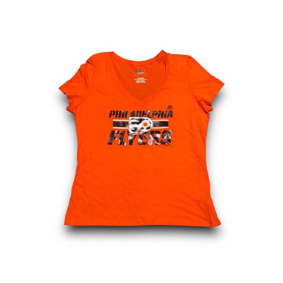 Majestic Women's NHL Philadelphia Flyers V-Neck T-Shirt - XXL (NWOT) - Picture 1 of 3
